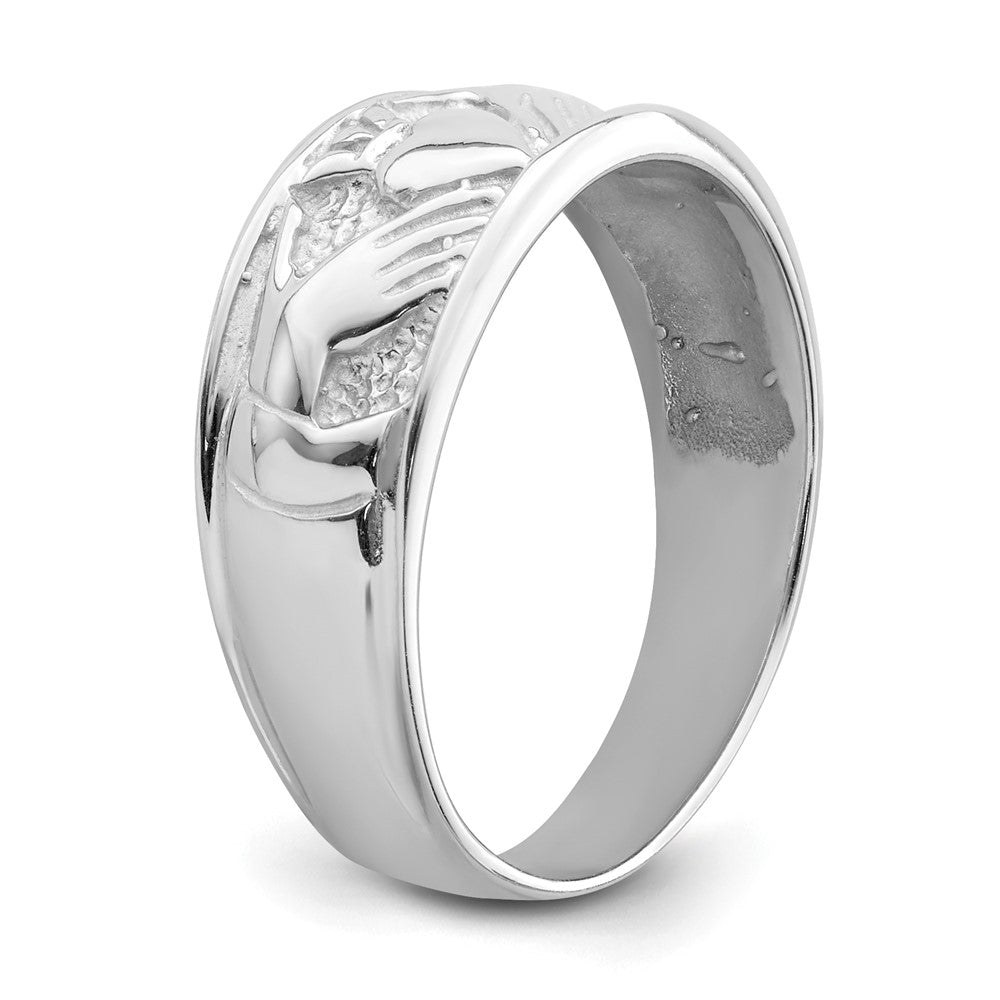 14k White Gold Ladies Claddagh Band-D3114