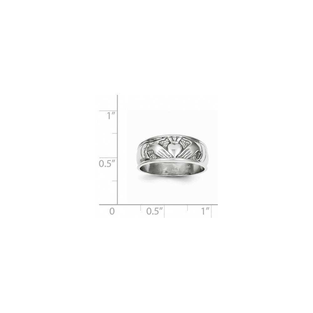 14k White Gold Ladies Claddagh Band-D3114