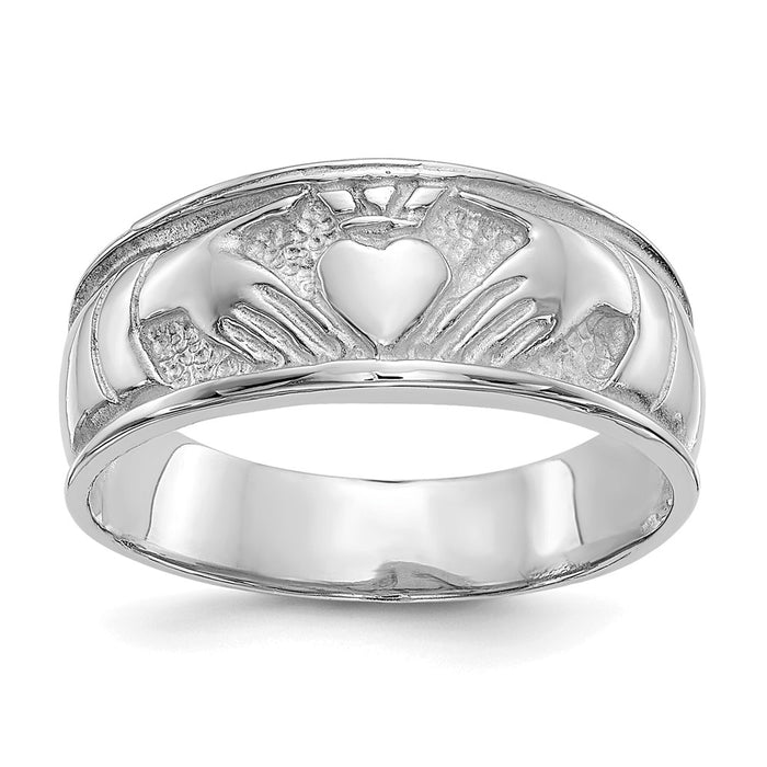 14k White Gold Ladies Claddagh Band-D3114