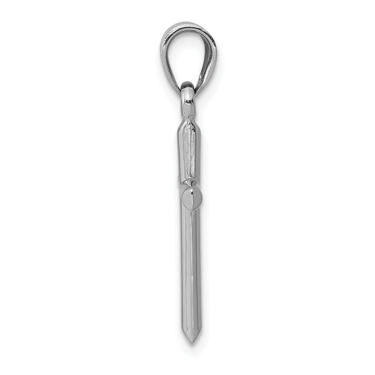 14k White Gold Hollow Cross Pendant-D3163