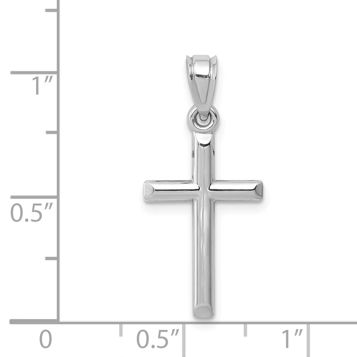 14k White Gold Hollow Cross Pendant-D3163