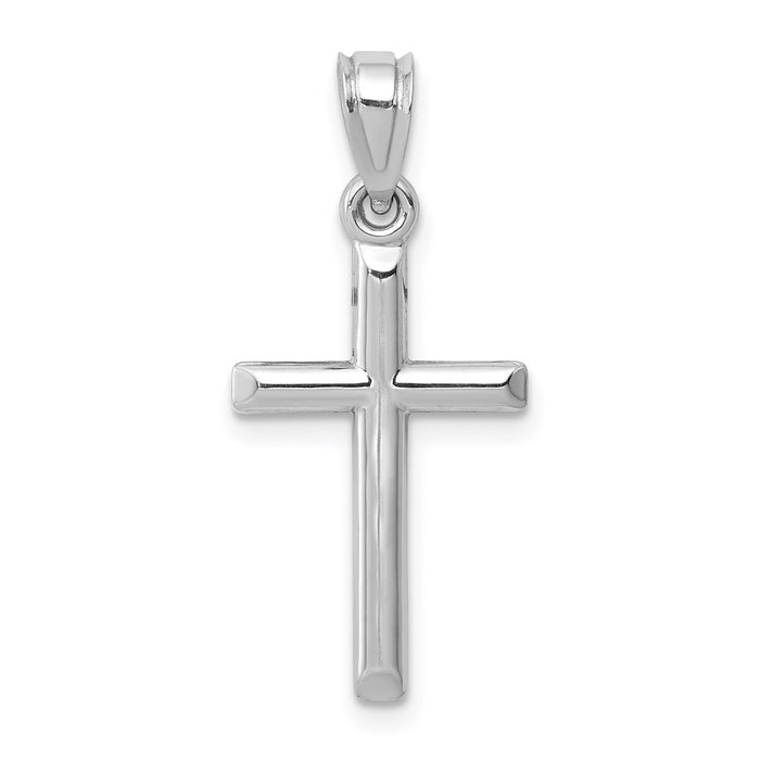 14k White Gold Hollow Cross Pendant-D3163