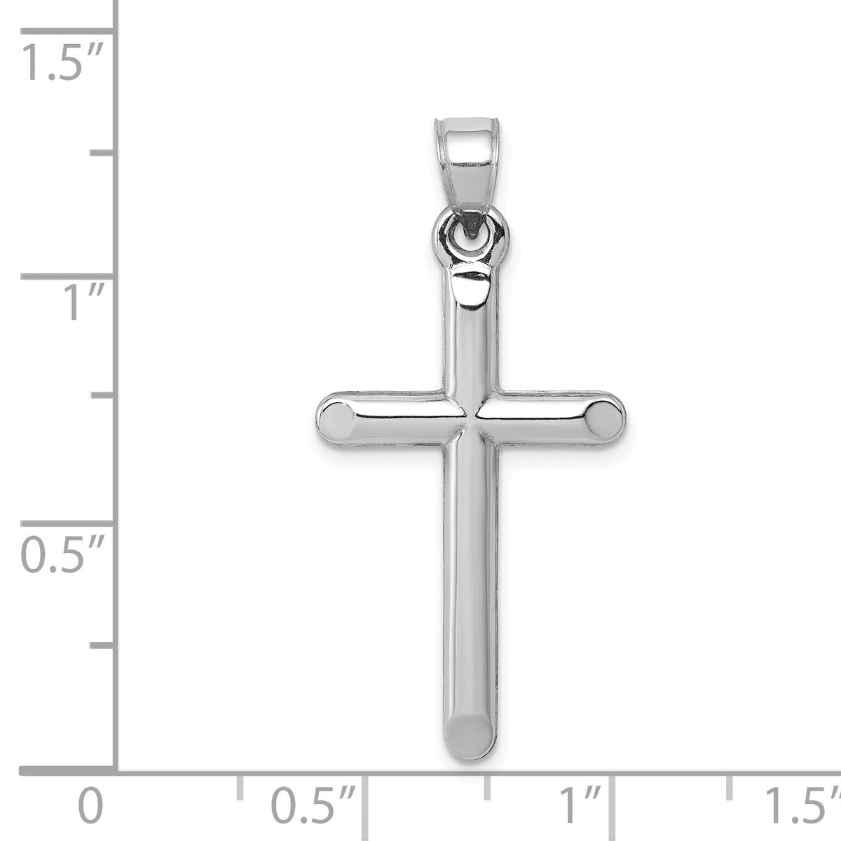 14k White Gold Hollow Cross Pendant-D3164