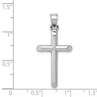 14k White Gold Hollow Cross Pendant-D3164