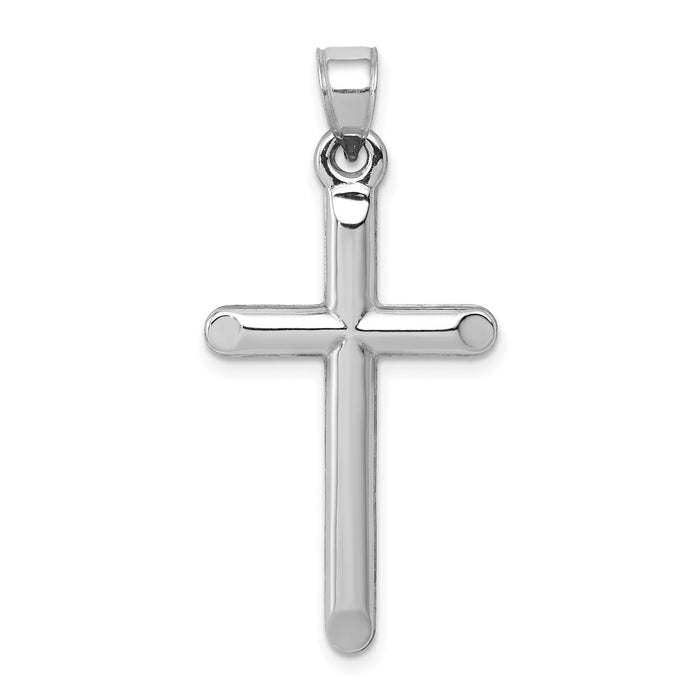 14k White Gold Hollow Cross Pendant-D3164