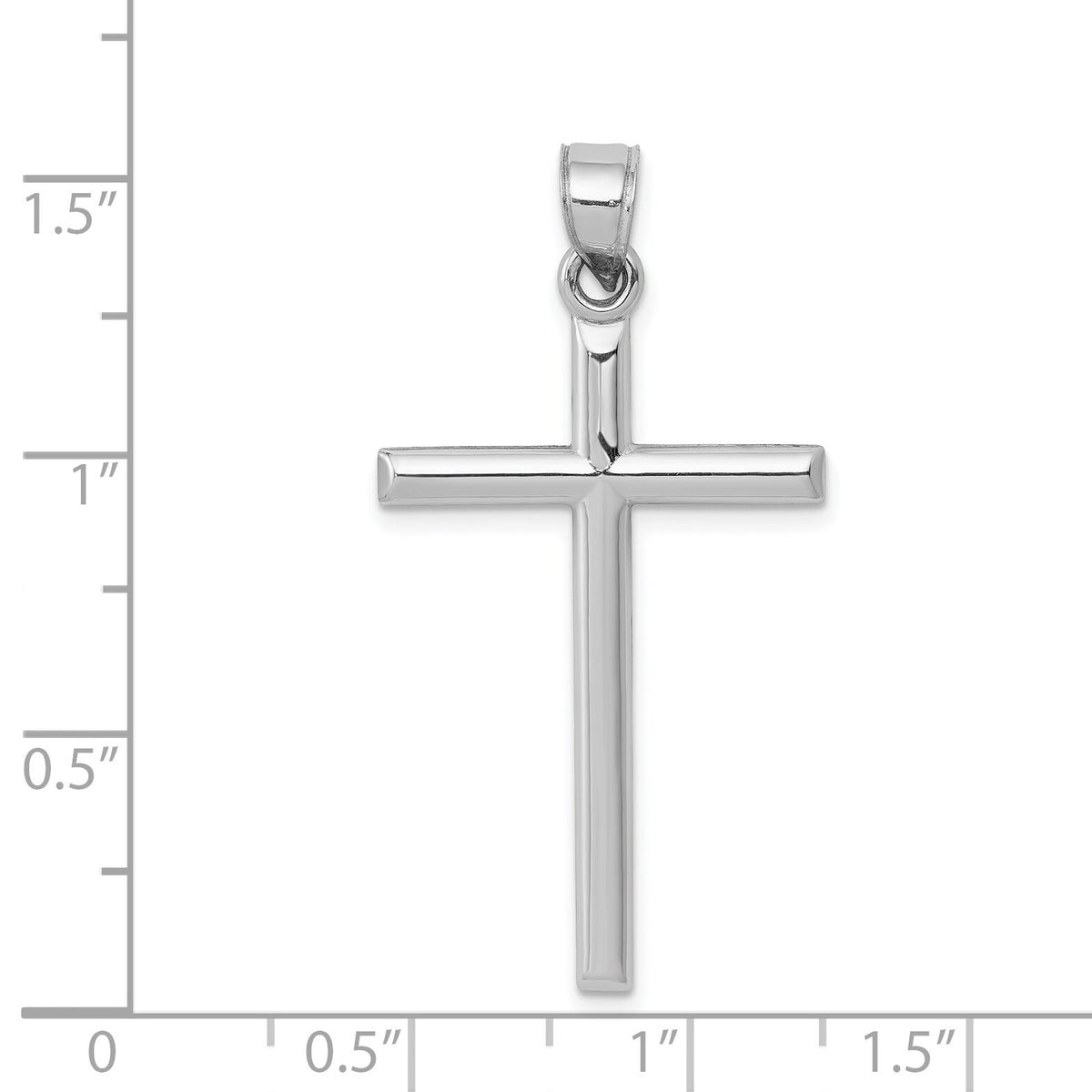 14k White Gold Hollow Cross Pendant-D3168