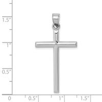 14k White Gold Hollow Cross Pendant-D3168