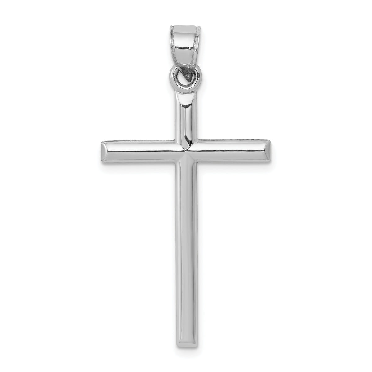 14k White Gold Hollow Cross Pendant-D3168