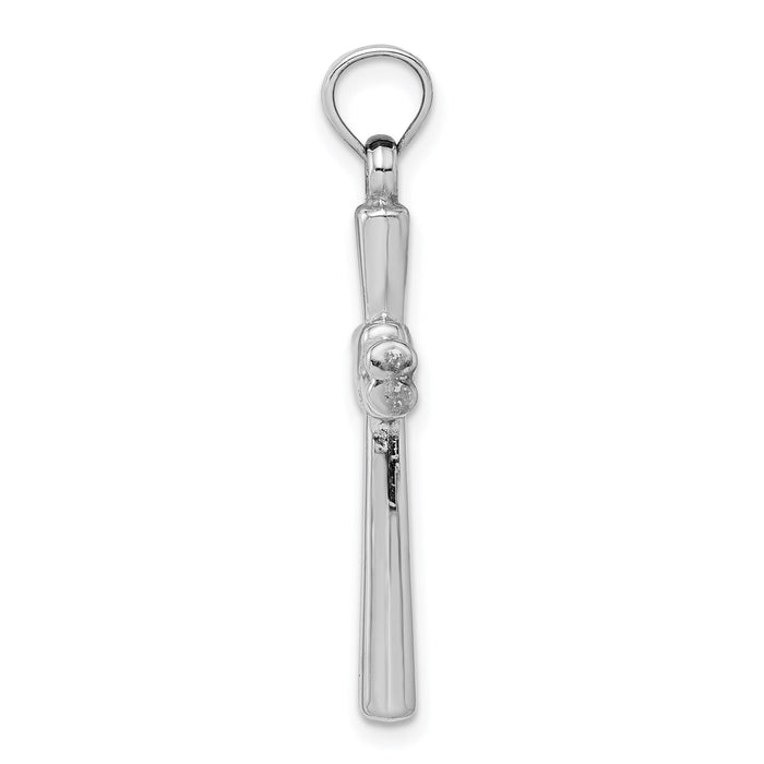 14k White Gold Hollow Cross Pendant-D3169