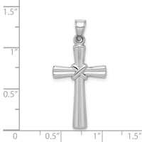 14k White Gold Hollow Cross Pendant-D3169