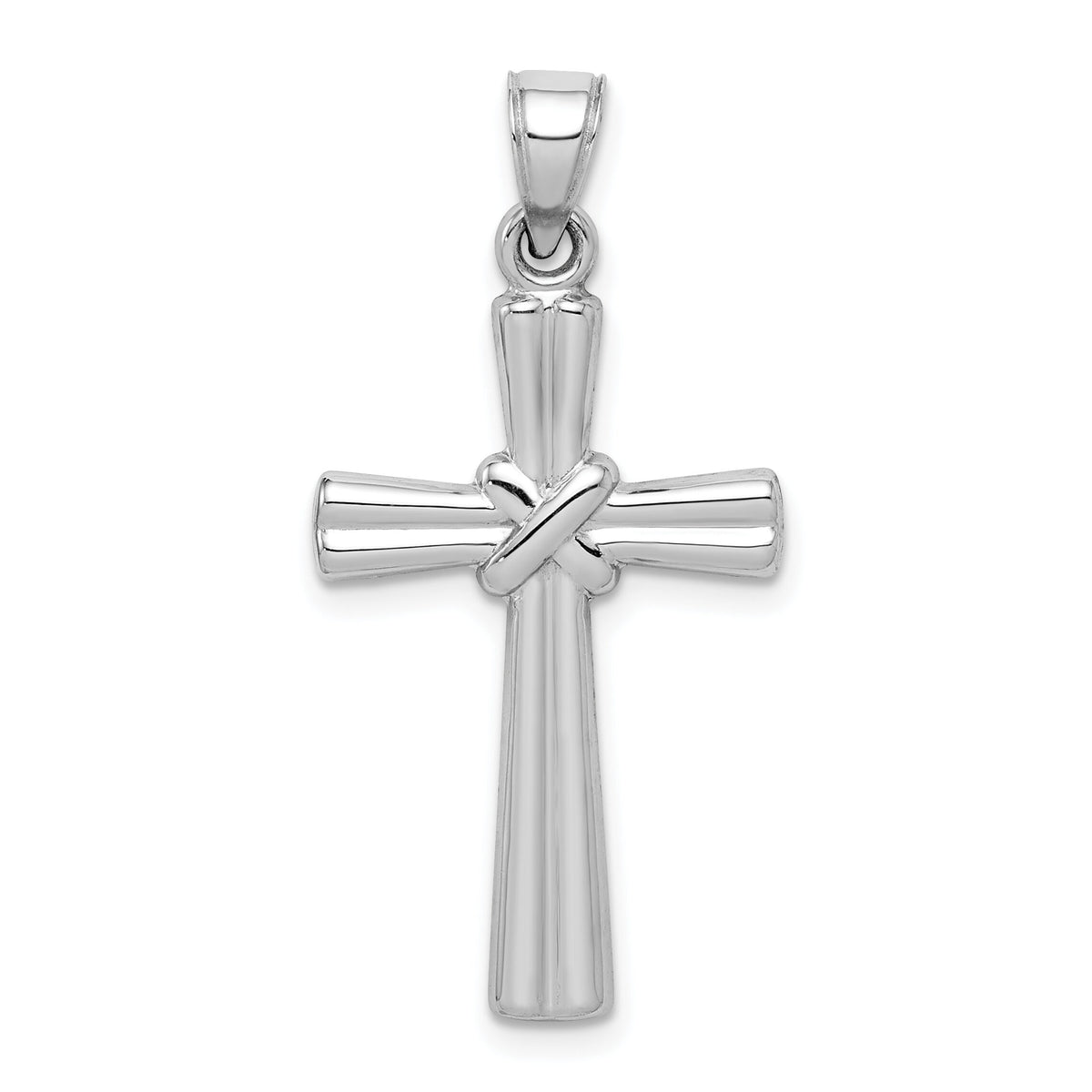 14k White Gold Hollow Cross Pendant-D3169