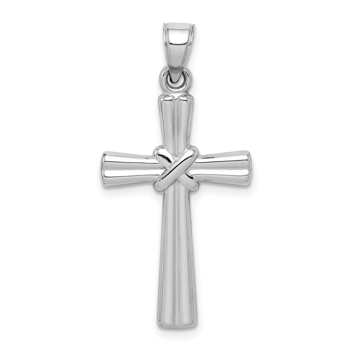 14k White Gold Hollow Cross Pendant-D3169