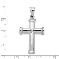 14k White Gold Hollow Cross Pendant-D3177