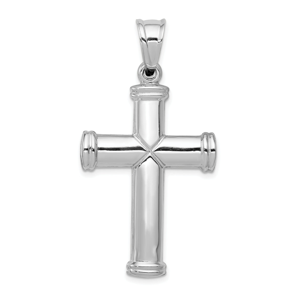 14k White Gold Hollow Cross Pendant-D3177