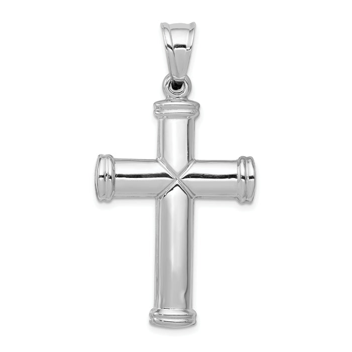 14k White Gold Hollow Cross Pendant-D3177