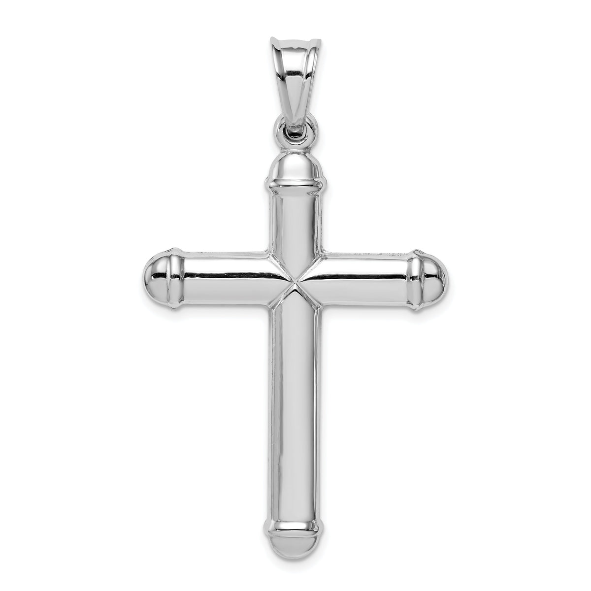 14k White Gold Hollow Cross Pendant-D3178