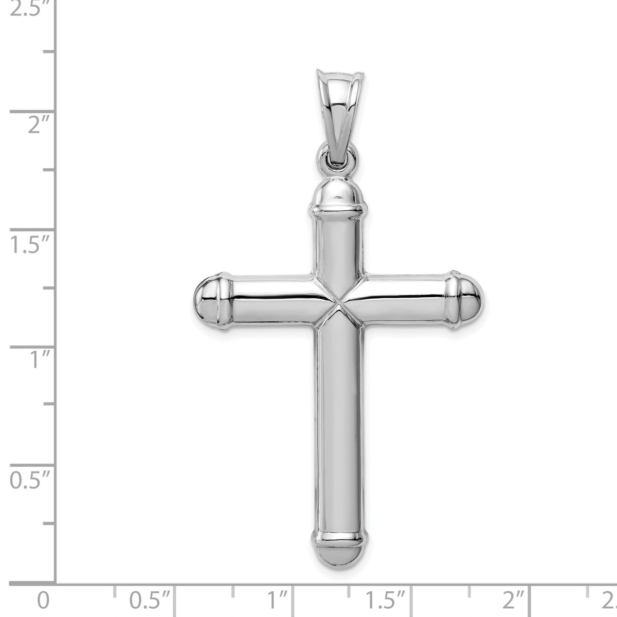 14k White Gold Hollow Cross Pendant-D3178