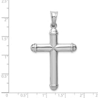 14k White Gold Hollow Cross Pendant-D3178
