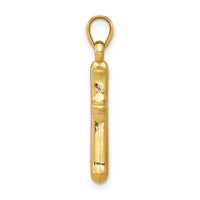 14k w/Rhodium Reversible Hollow Cross Pendant-D3184