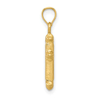 14k w/Rhodium Hollow Cross Charm-D3185