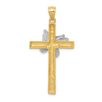 14k Two-tone Cross w/Butterfly Pendant-D318A