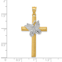 14k Two-tone Cross w/Butterfly Pendant-D318A
