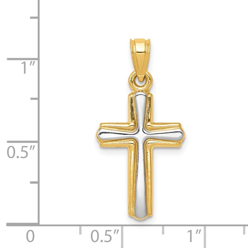 14k w/Rhodium Cross Pendant-D3190