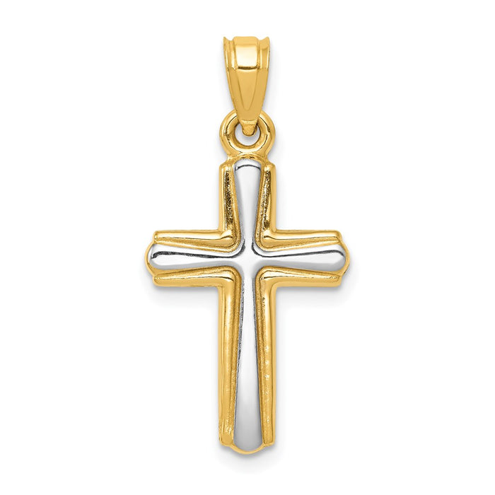 14k w/Rhodium Cross Pendant-D3190