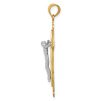 14k Two-tone Crucifix Pendant-D32