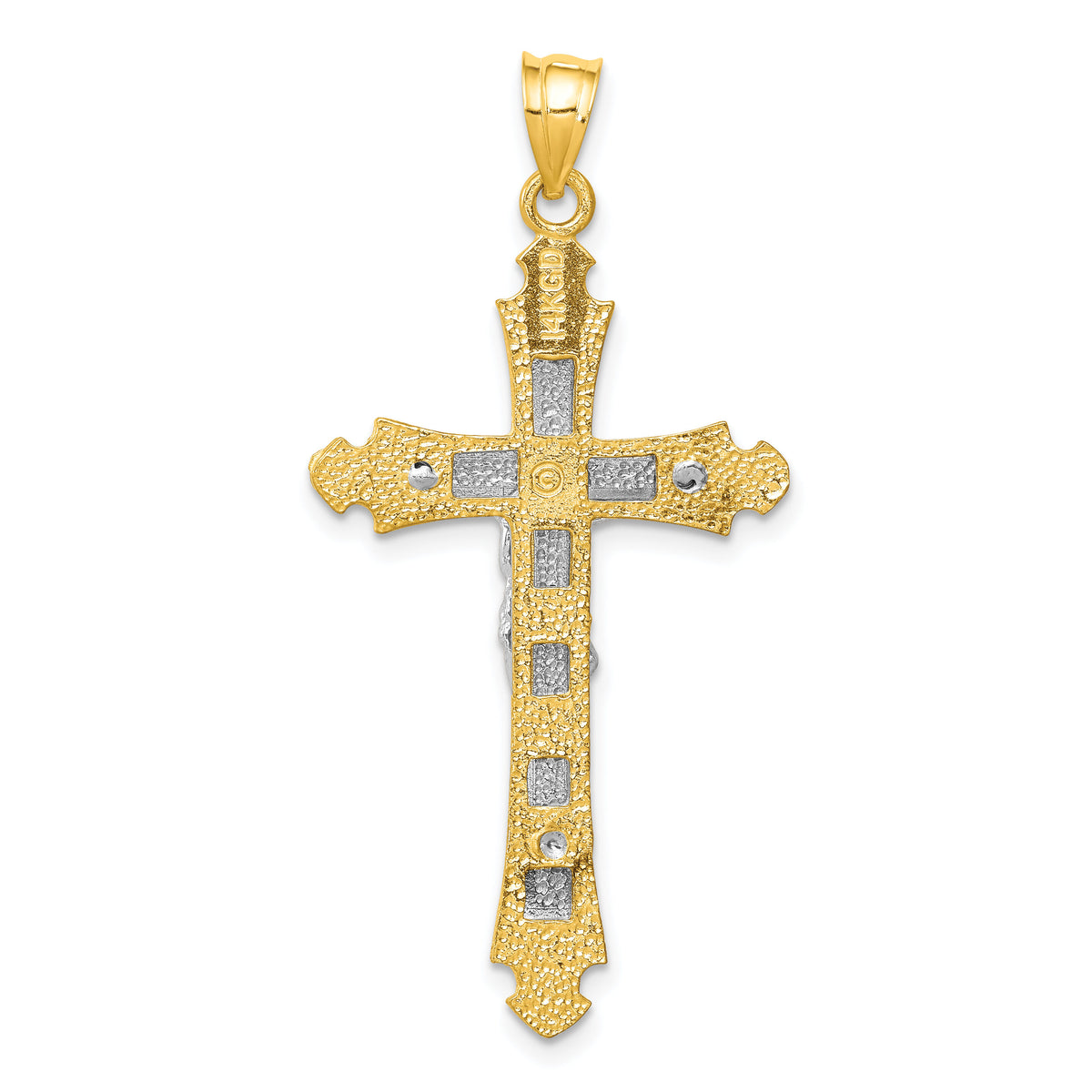 14k Two-tone Crucifix Pendant-D32
