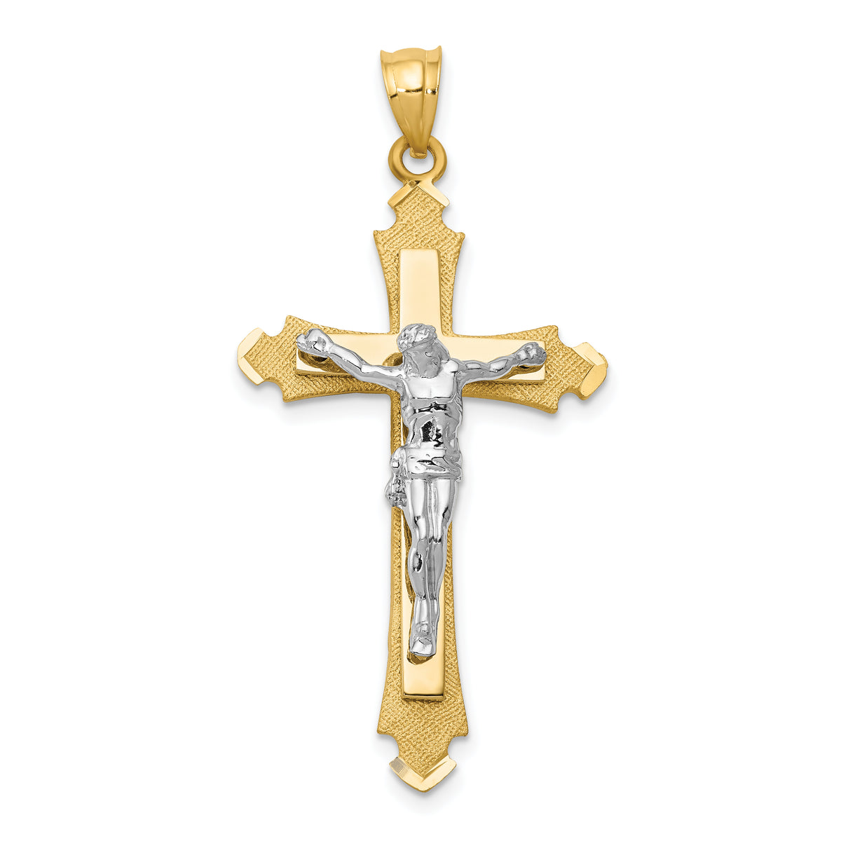 14k Two-tone Crucifix Pendant-D32