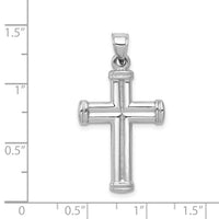 14k White Gold Hollow Cross Pendant-D3208