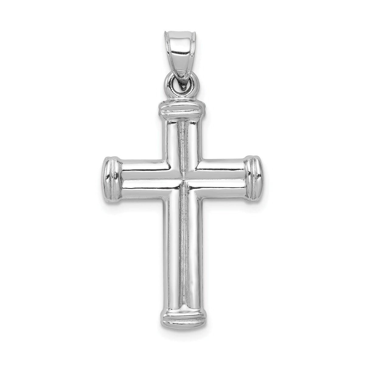 14k White Gold Hollow Cross Pendant-D3208