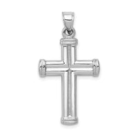 14k White Gold Hollow Cross Pendant-D3208