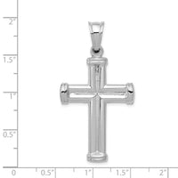 14k White Gold Hollow Cross Pendant-D3209