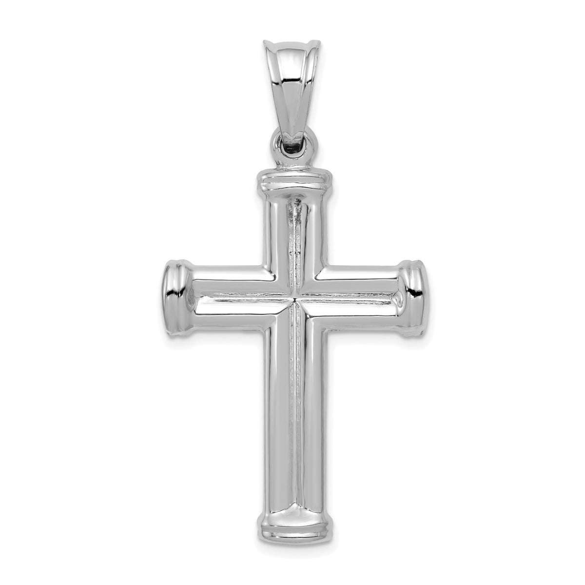 14k White Gold Hollow Cross Pendant-D3209