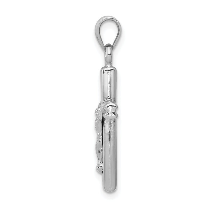 14k White Gold Hollow Crucifix Pendant-D3226