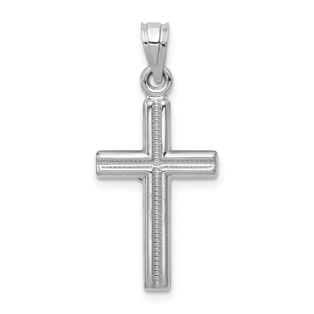 14k White Gold Hollow Crucifix Pendant-D3226