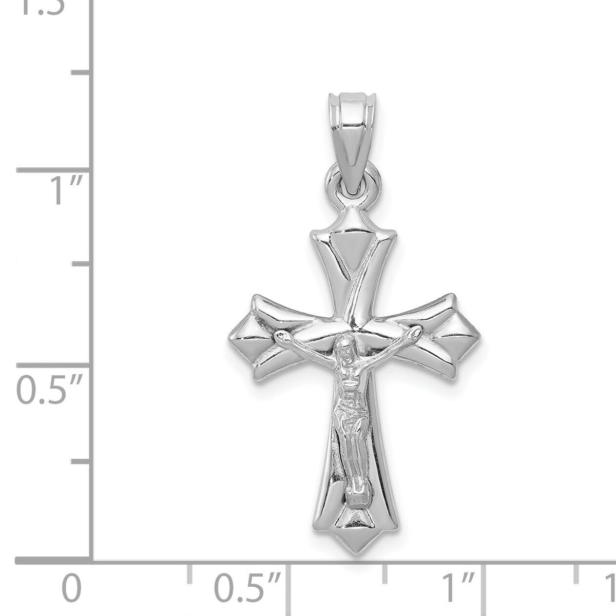 14K White Gold Reversible Crucifix Pendant-D3251