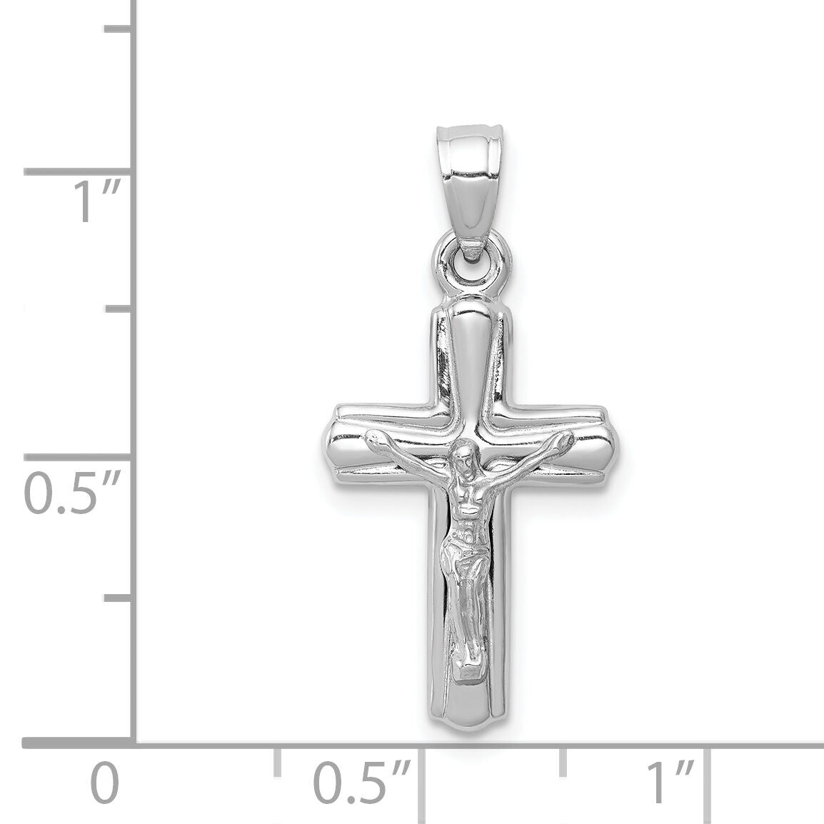 14K White Gold Reversible Crucifix Pendant-D3258