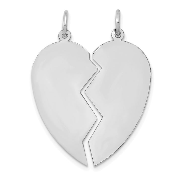 14K White 2 piece Heart Charm Set-D328W