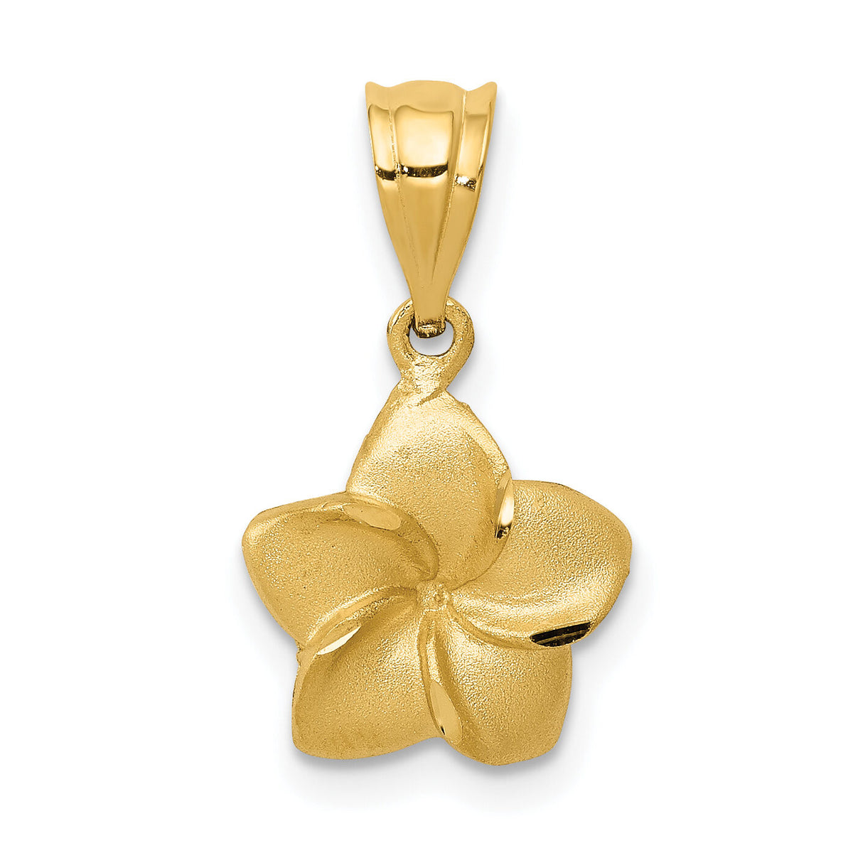 14k Plumeria Floral Charm Pendant-D330
