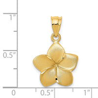 14k Plumeria Floral Charm Pendant-D331