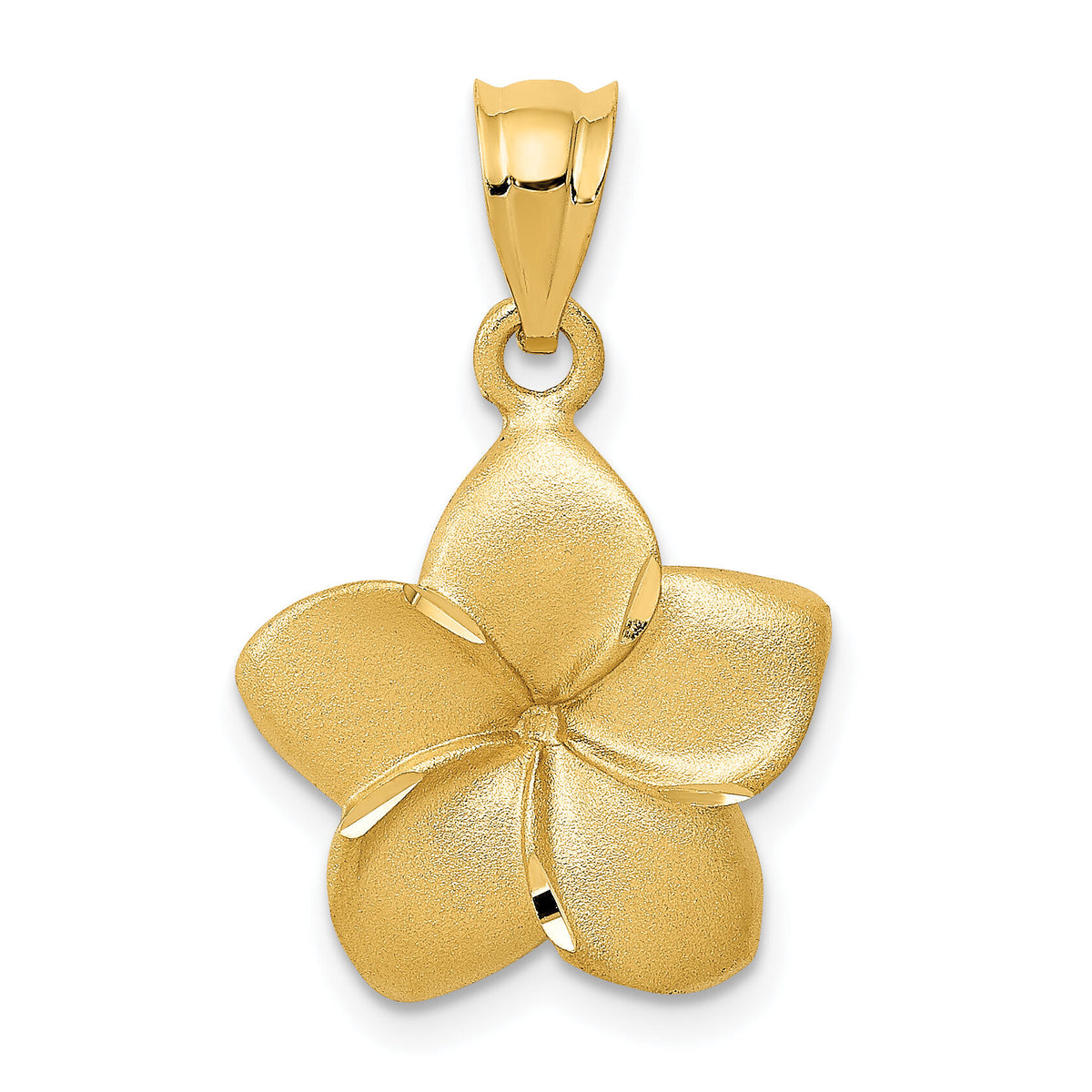 14k Plumeria Floral Charm Pendant-D331