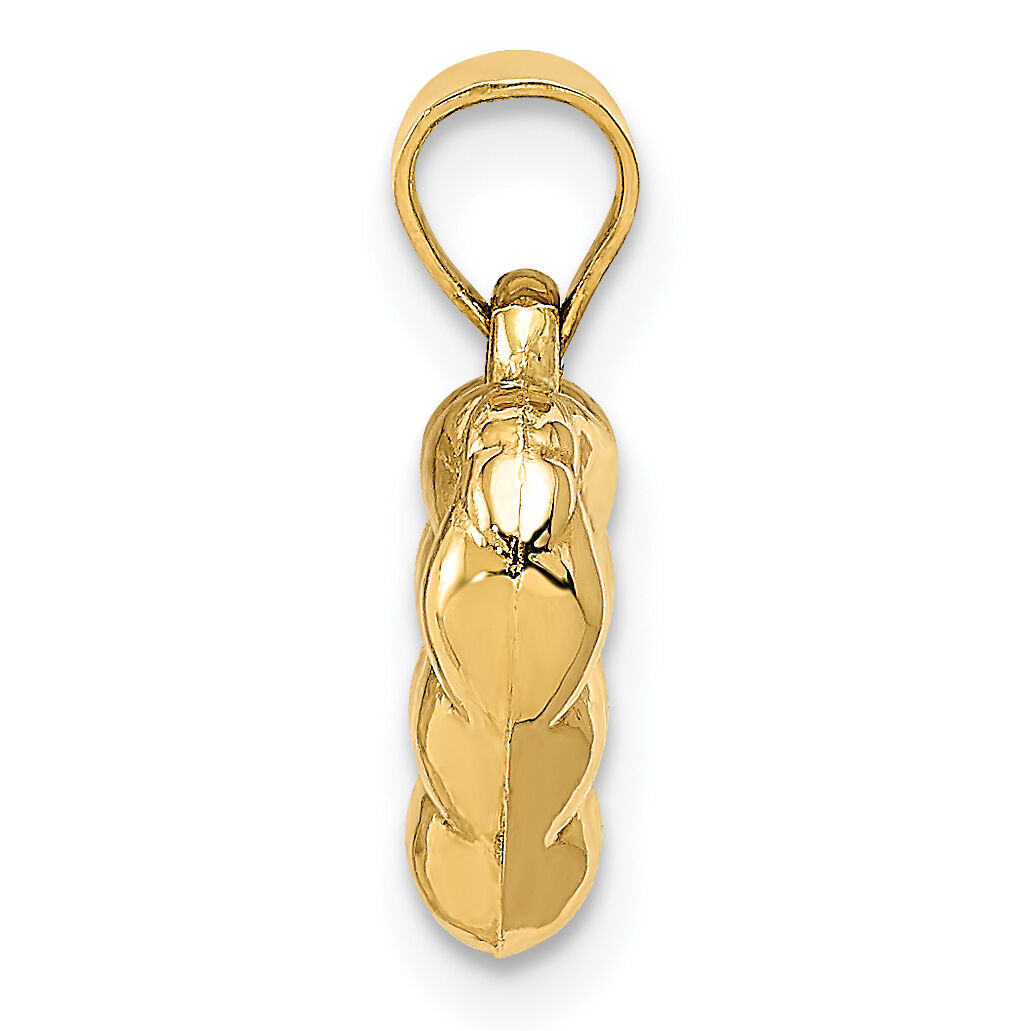14K Polished and Textured 3-D Heart Pendant-D3310