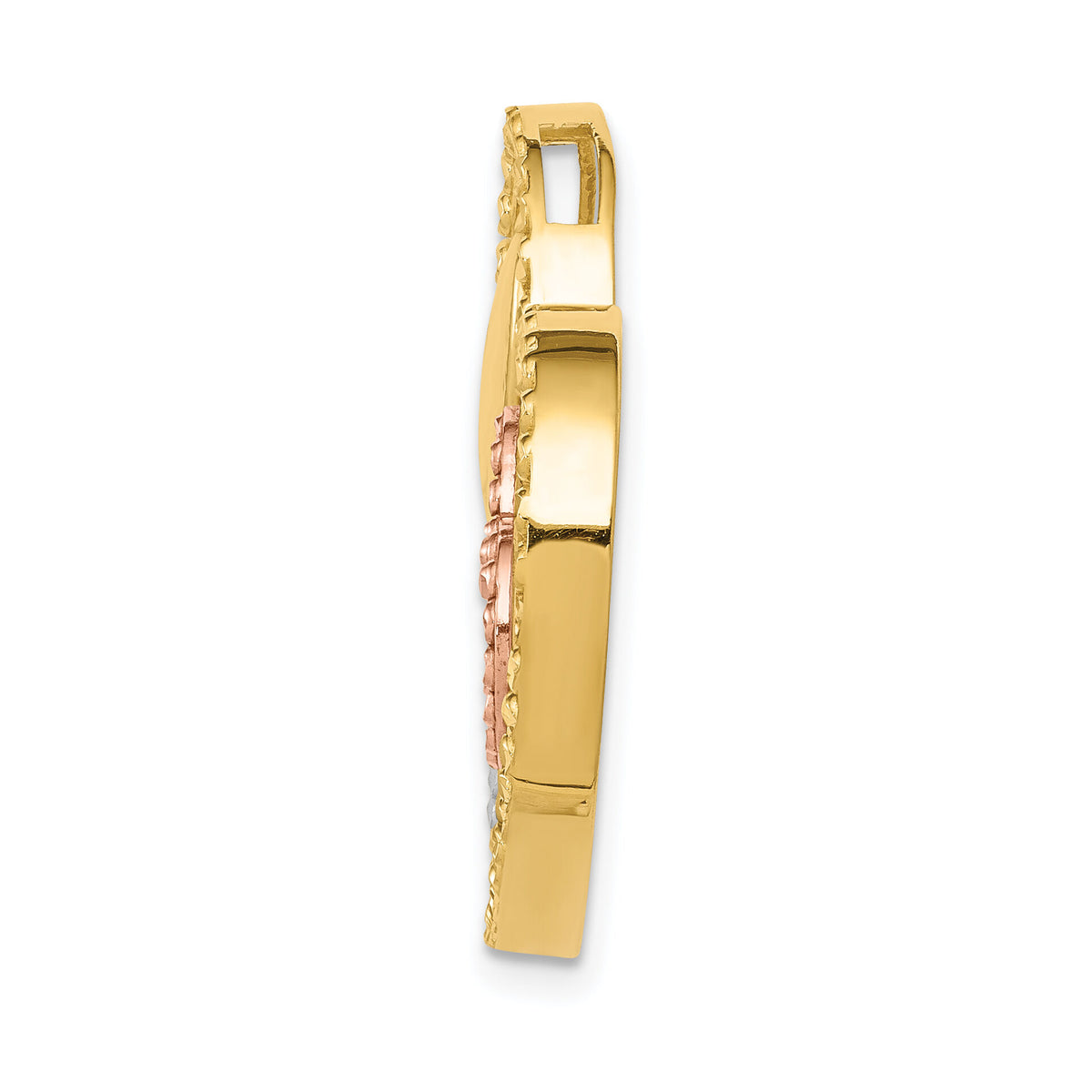 14K Yellow & Rose Gold w/Rhodium Heart Chain Slide-D3314