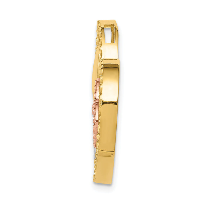 14K Yellow & Rose Gold w/Rhodium Heart Chain Slide-D3314