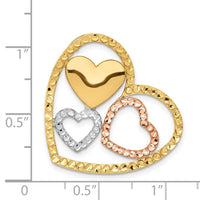 14K Yellow & Rose Gold w/Rhodium Heart Chain Slide-D3314