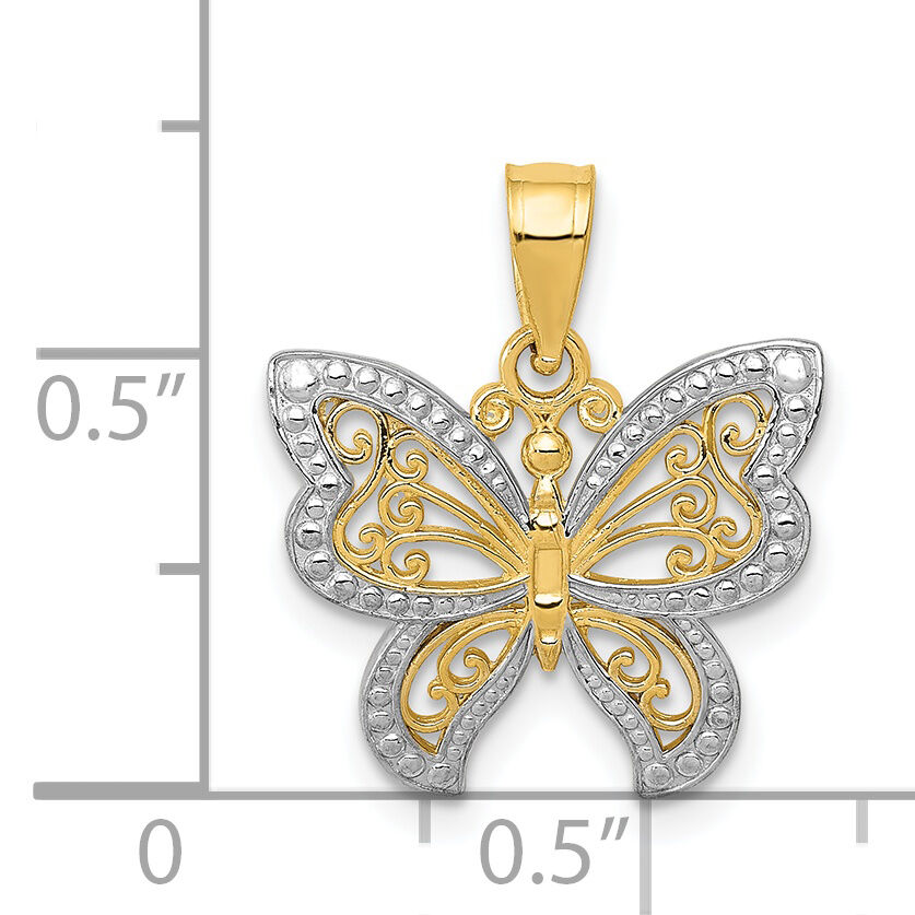 14K and White Rhodium Butterfly Charm-D3336