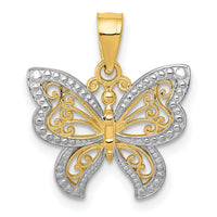 14K and White Rhodium Butterfly Charm-D3336